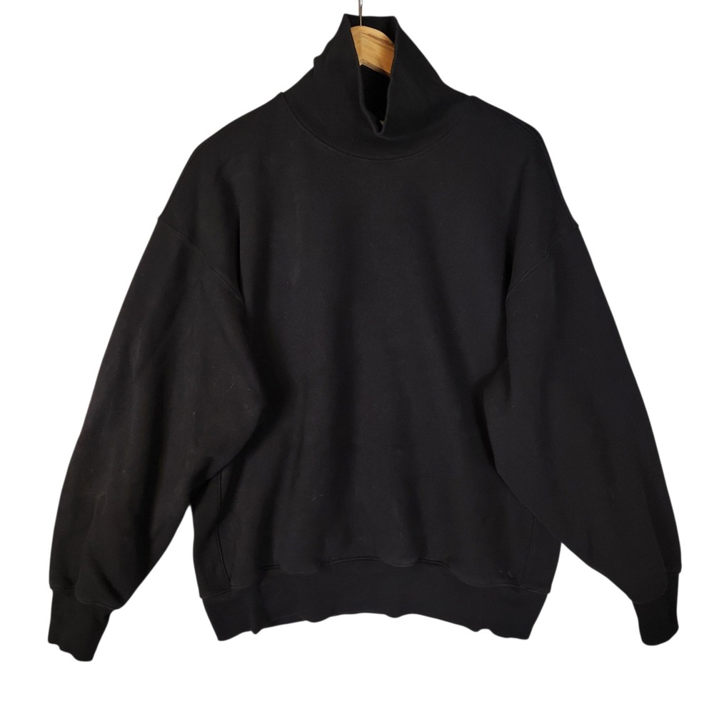 Aritiza TNA Cozy Sweatfleece Boyfriend Fit Sweatshirt Large Black Funnelneck